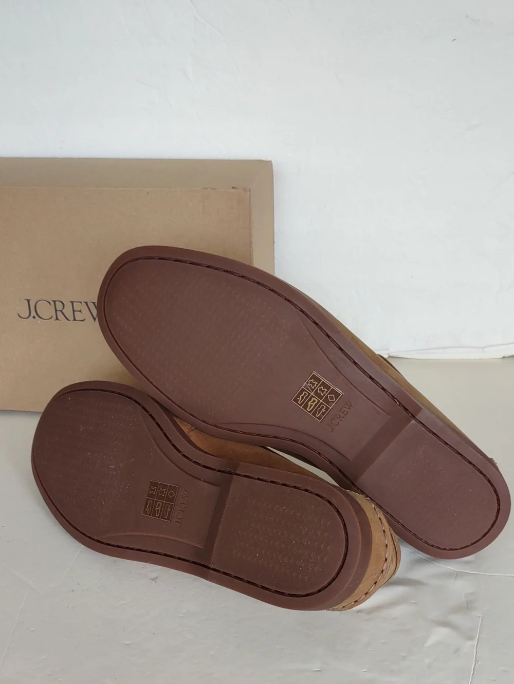 BRAND NEW J. Crew Tan Leather Moccasin-Style Boat Shoes